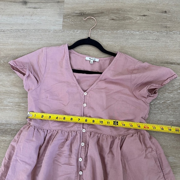 Madewell Linen-Blend Alexandra Button-Front Mini Dress Womens XS - Picture 9 of 9